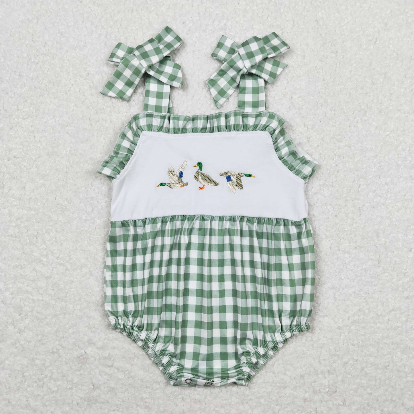 SR1065 embroidery duck girl romper rts Free shipping order $100+