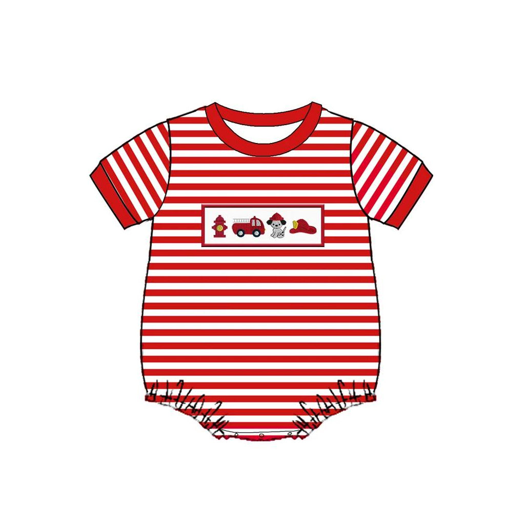 CUSTOM SR1151 western fire engine boy romper 202402