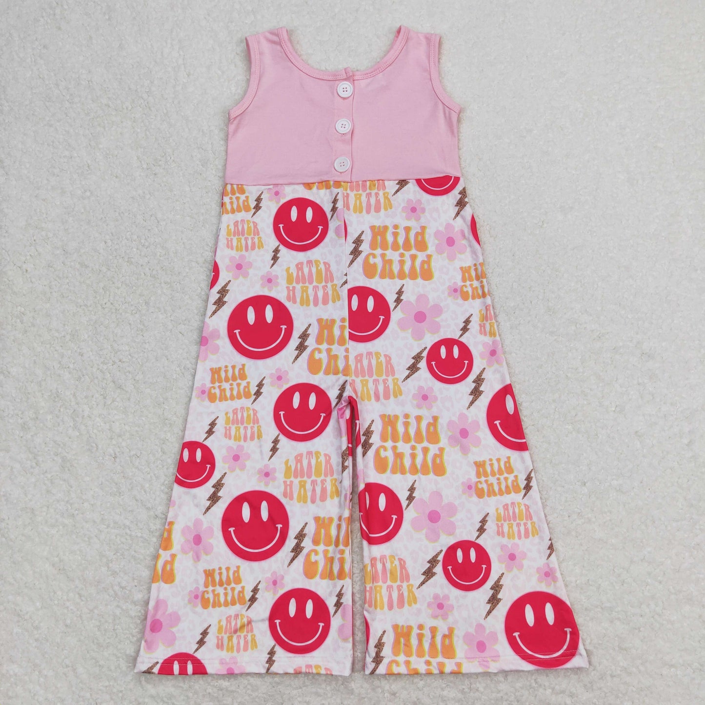 SR1195 smile short sleeve girl jumpsuit overall 202404