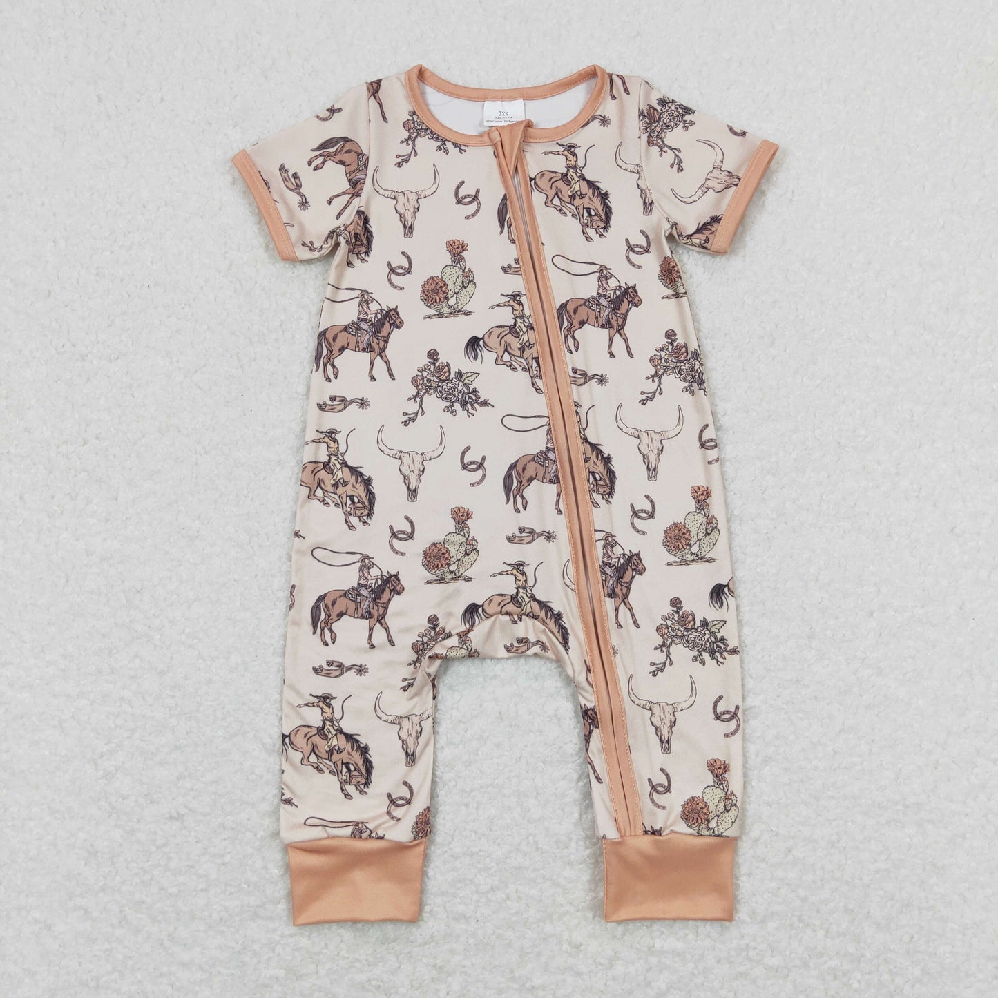 SR1220 short sleeve farm horse cow boy romper 202404 RTS