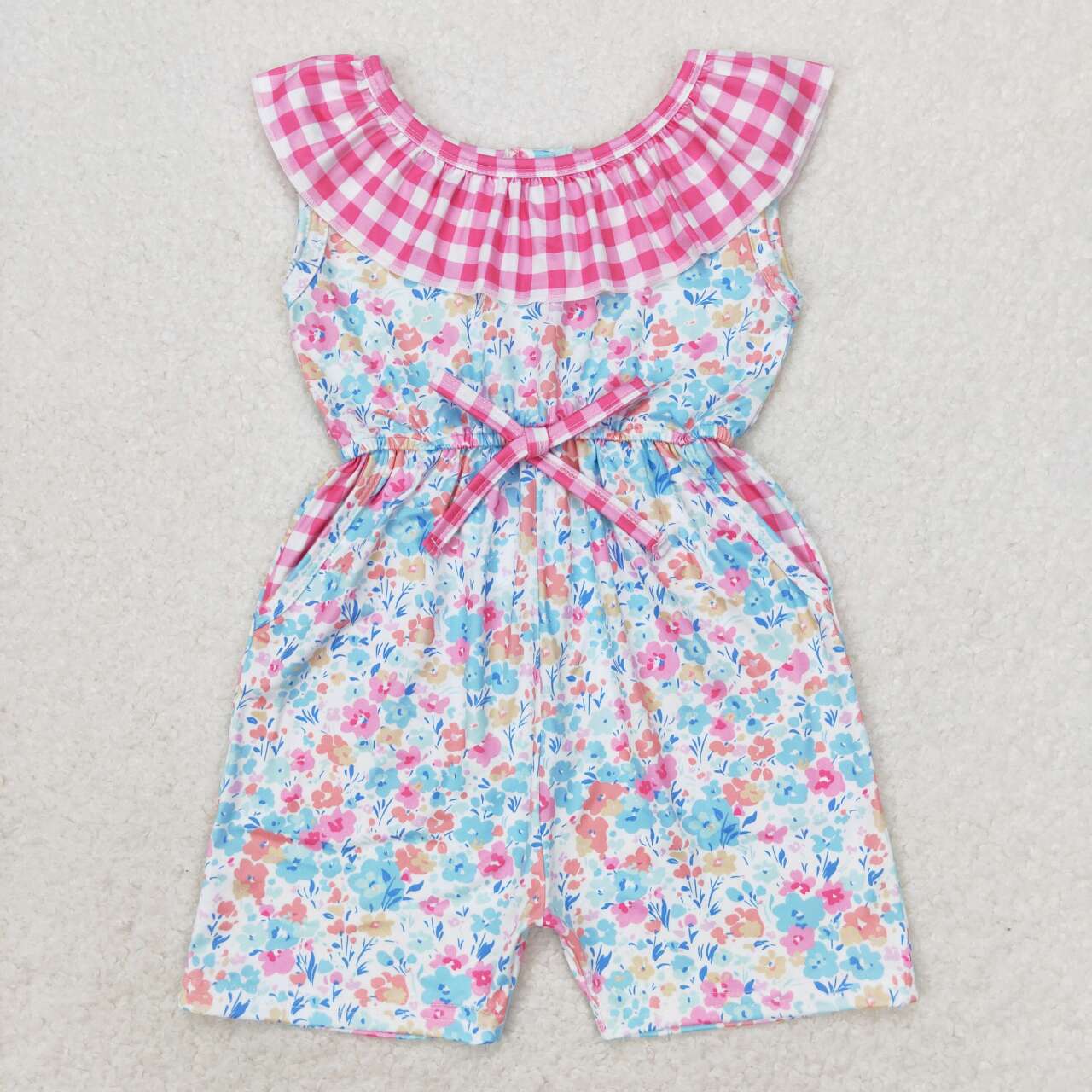 SR1244 flowers short sleeve girl jumpsuit overall 202406 RTS