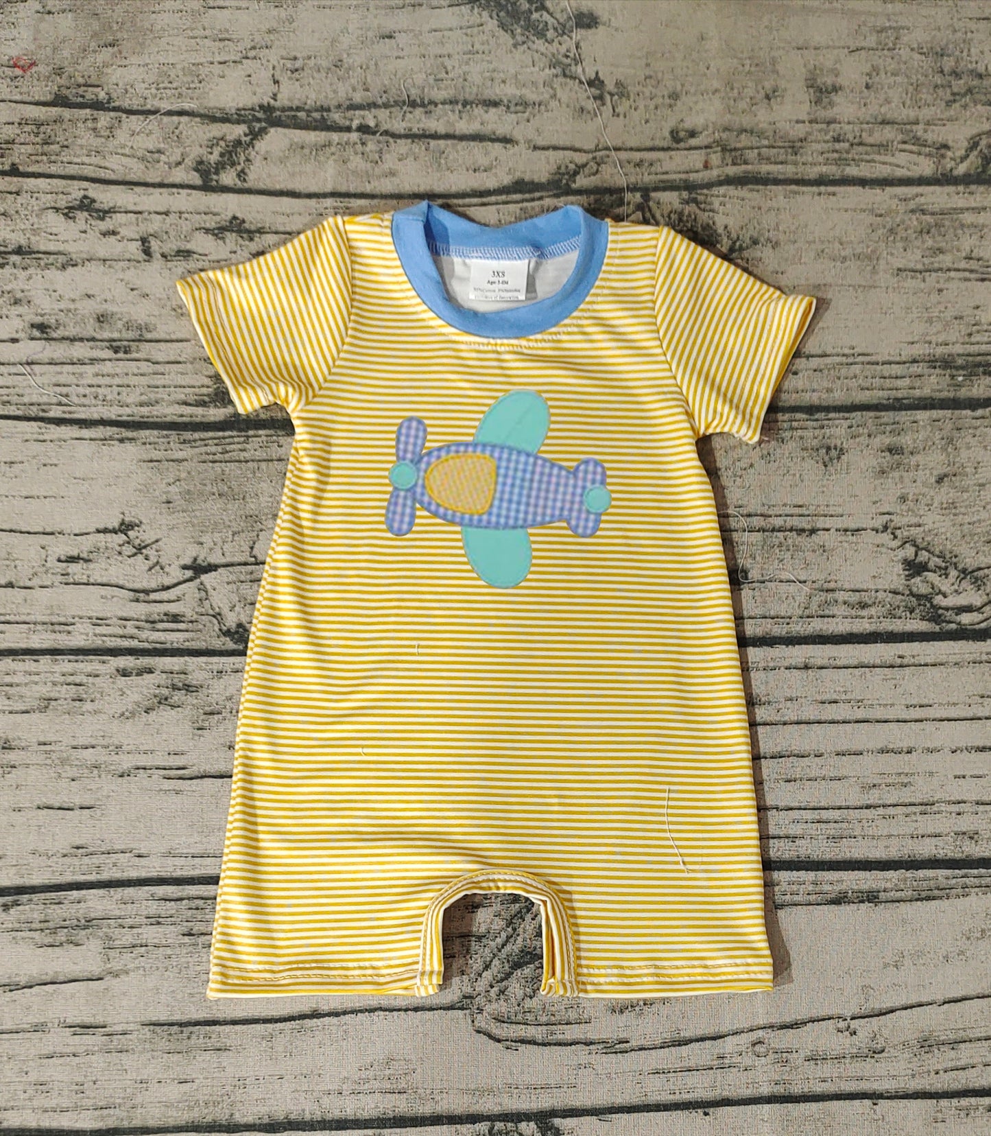 SR1264 western embroidery plane boy romper 202405 RTS