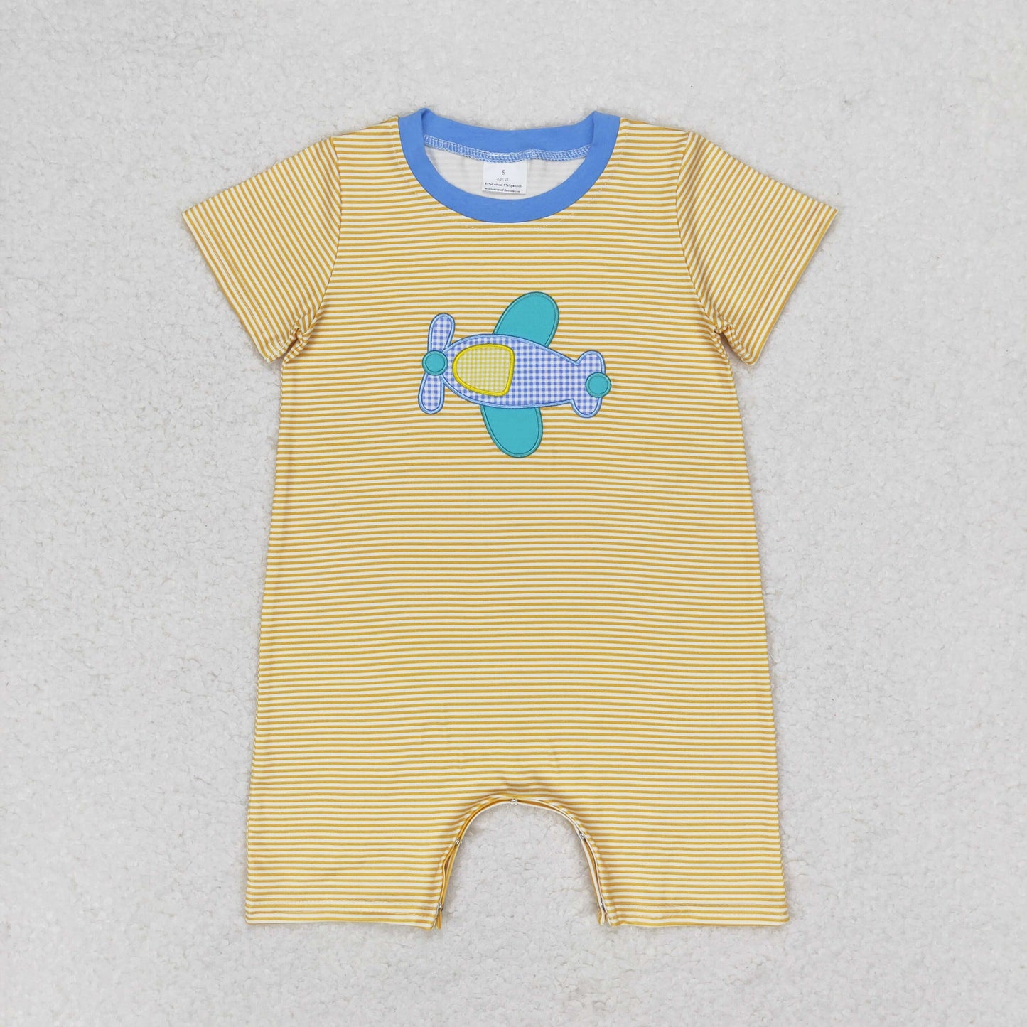SR1264 western embroidery plane boy romper 202405 RTS