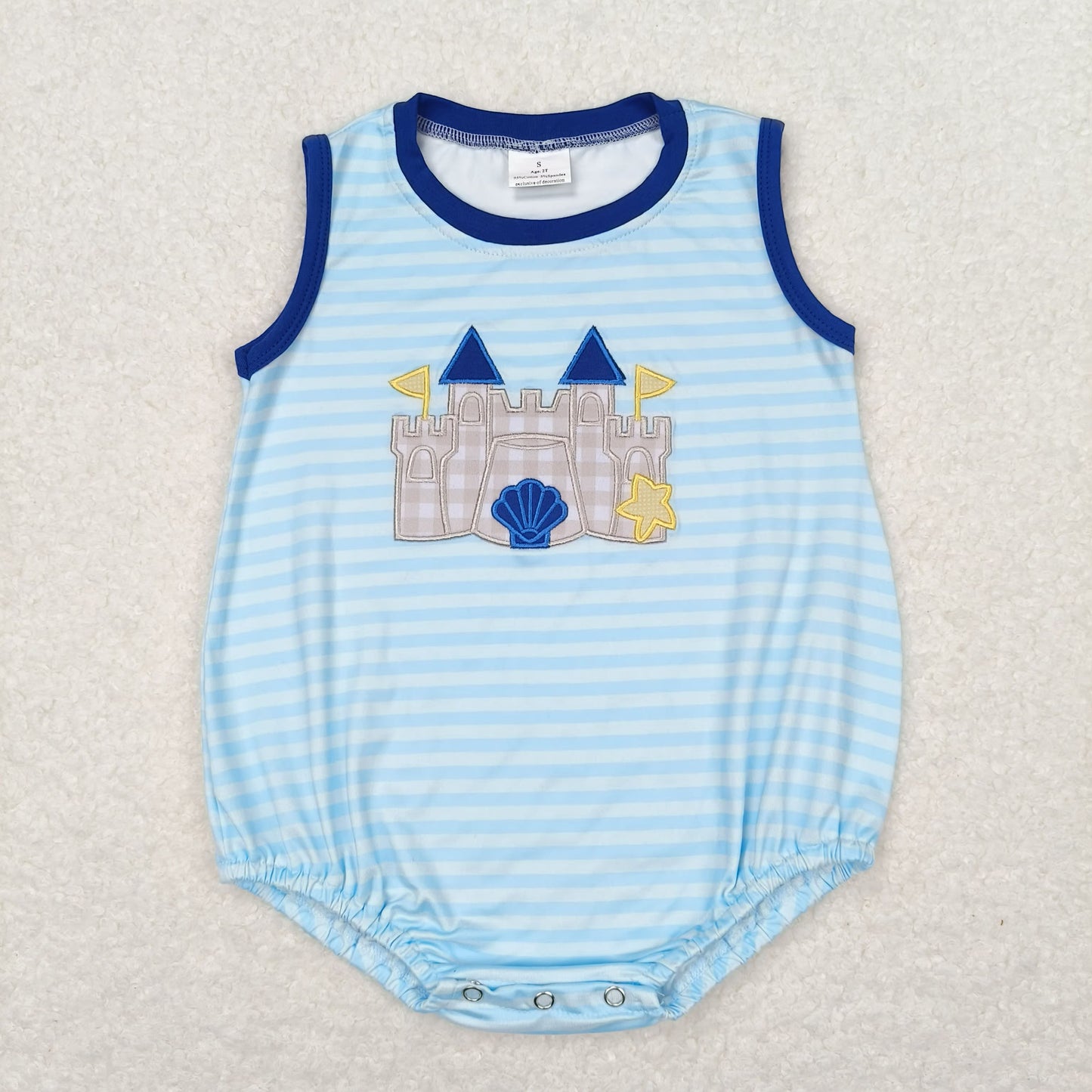 SR1318 Embroidery castle boy romper 202405 RTS
