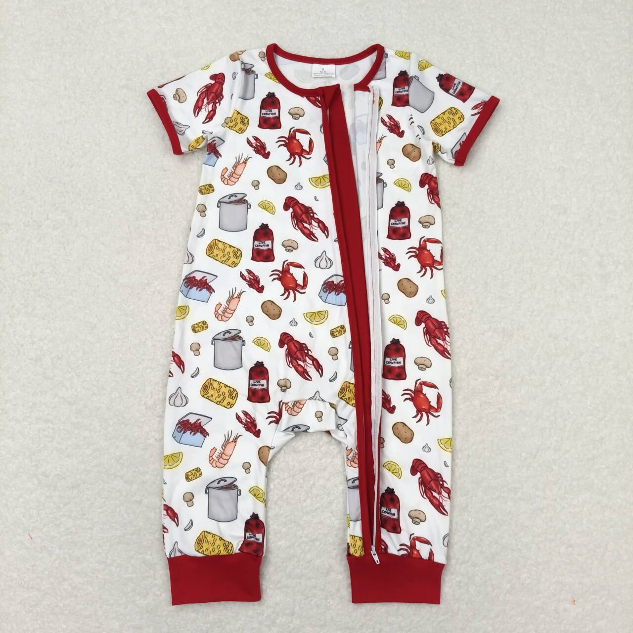 SR1339 cray crawfish boy bubble romper 202404 RTS