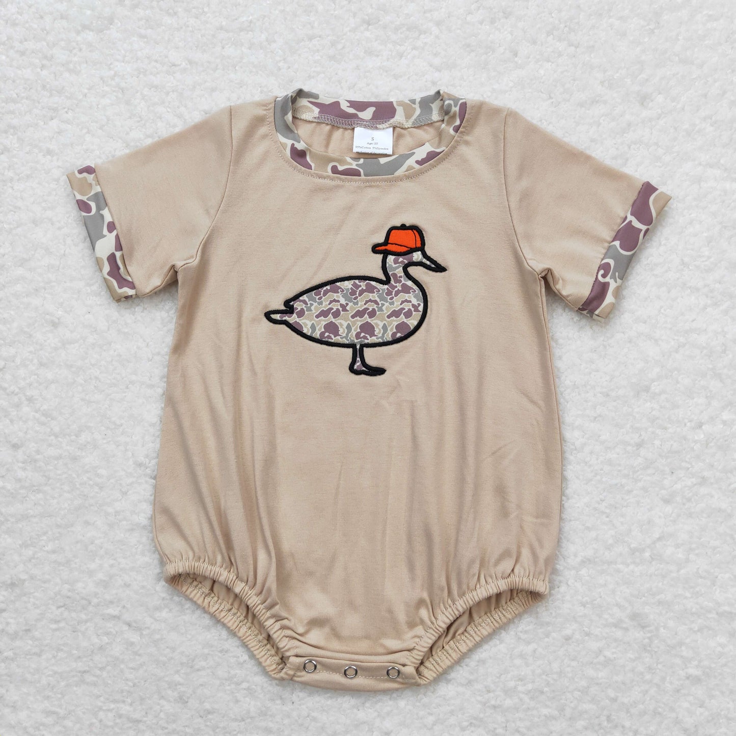 SR1403 embroidery camo duck girl romper 202404 RTS