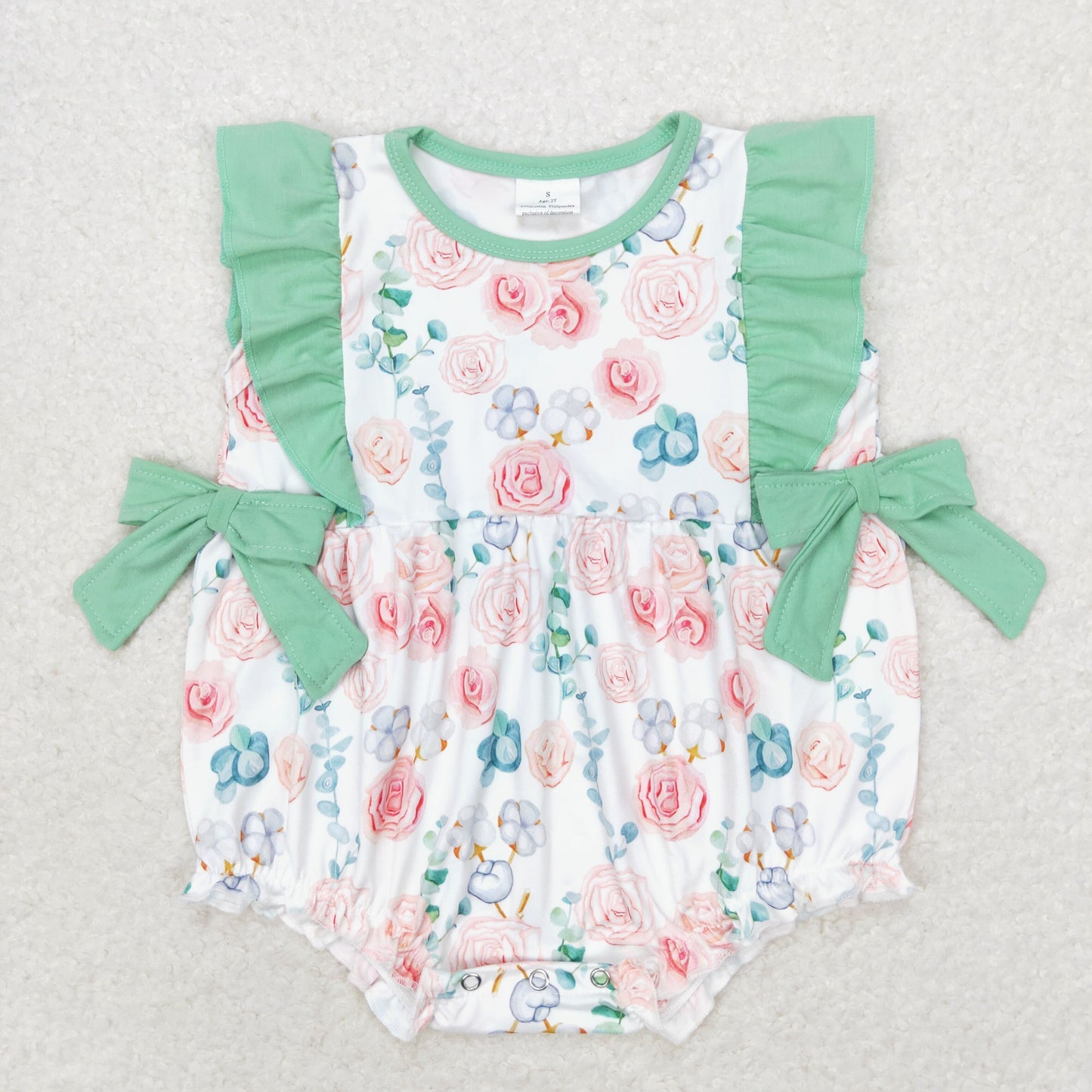 SR1421 pflower girl romper 202406 RTS SIBLING
