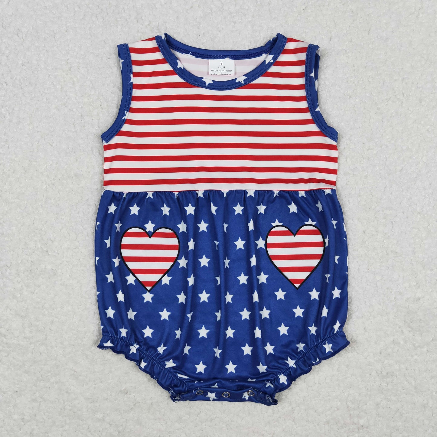 SR1444 4th July girl romper 202405 RTS sibling
