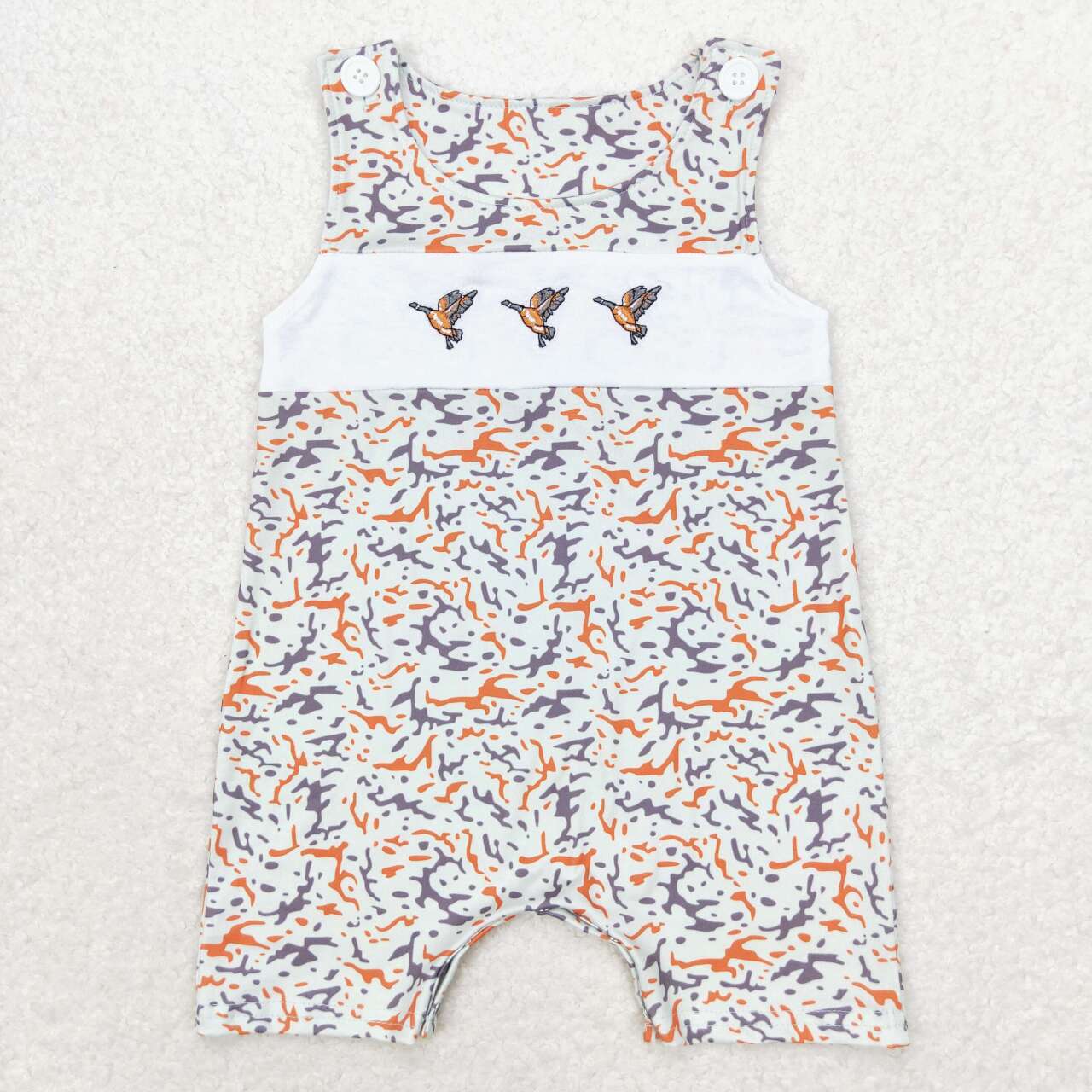 Embroidery cartoon duck camo Sibling SR1743 western boy romper 202406 RTS