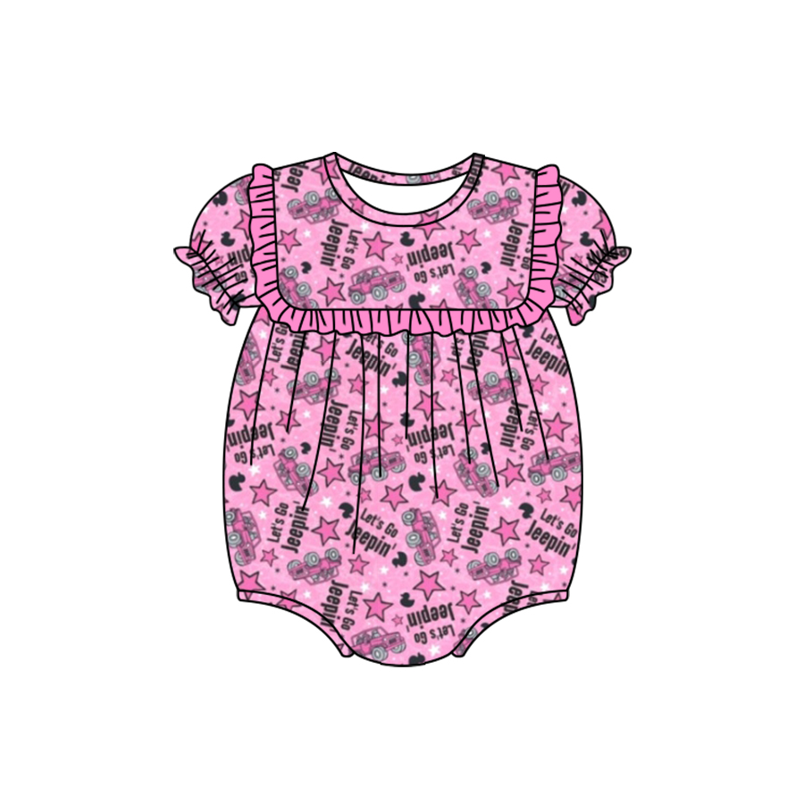 SR1763 western jeep car girl romper 202404 preorder