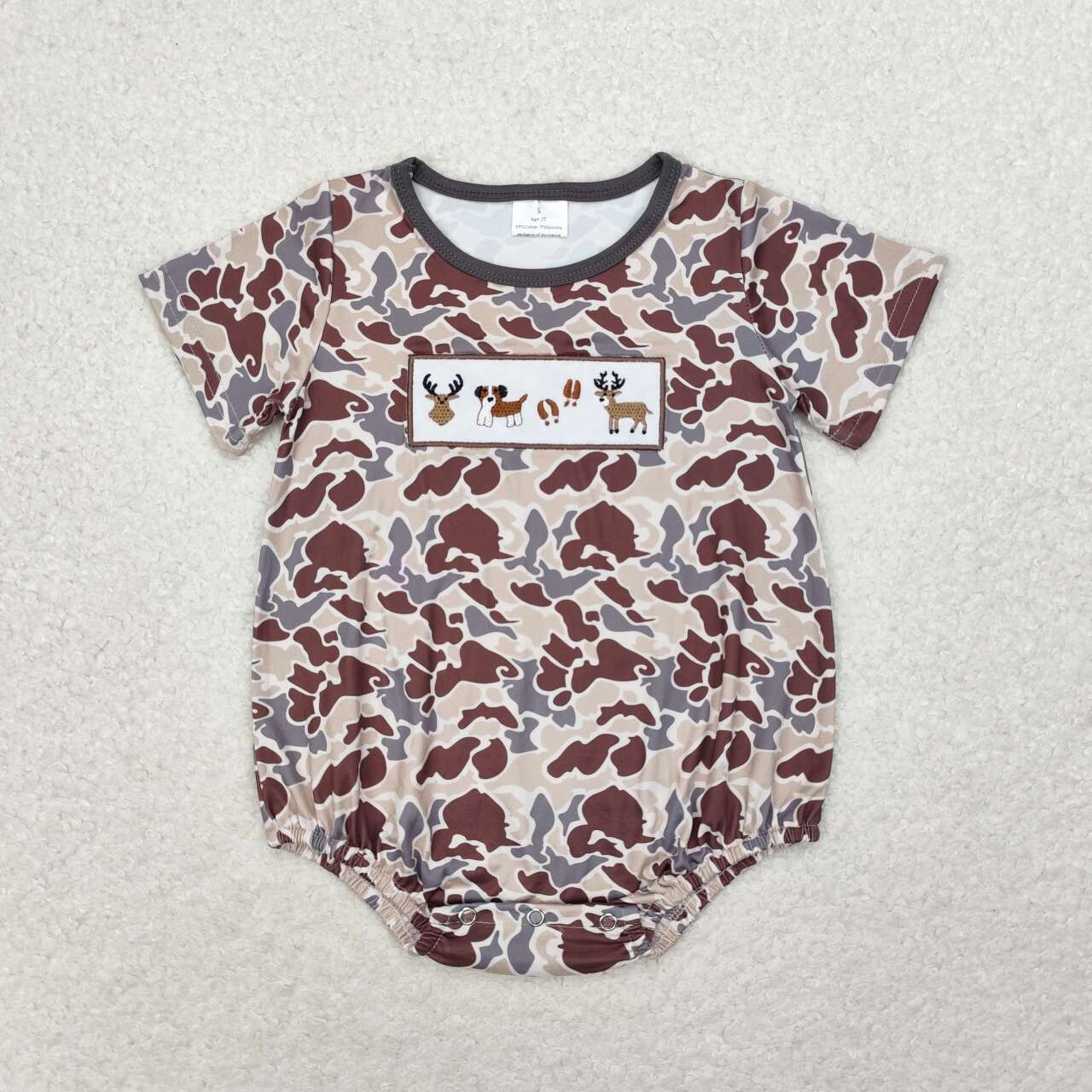SR1785 Embroidery deer western boy romper 202406 sibling RTS