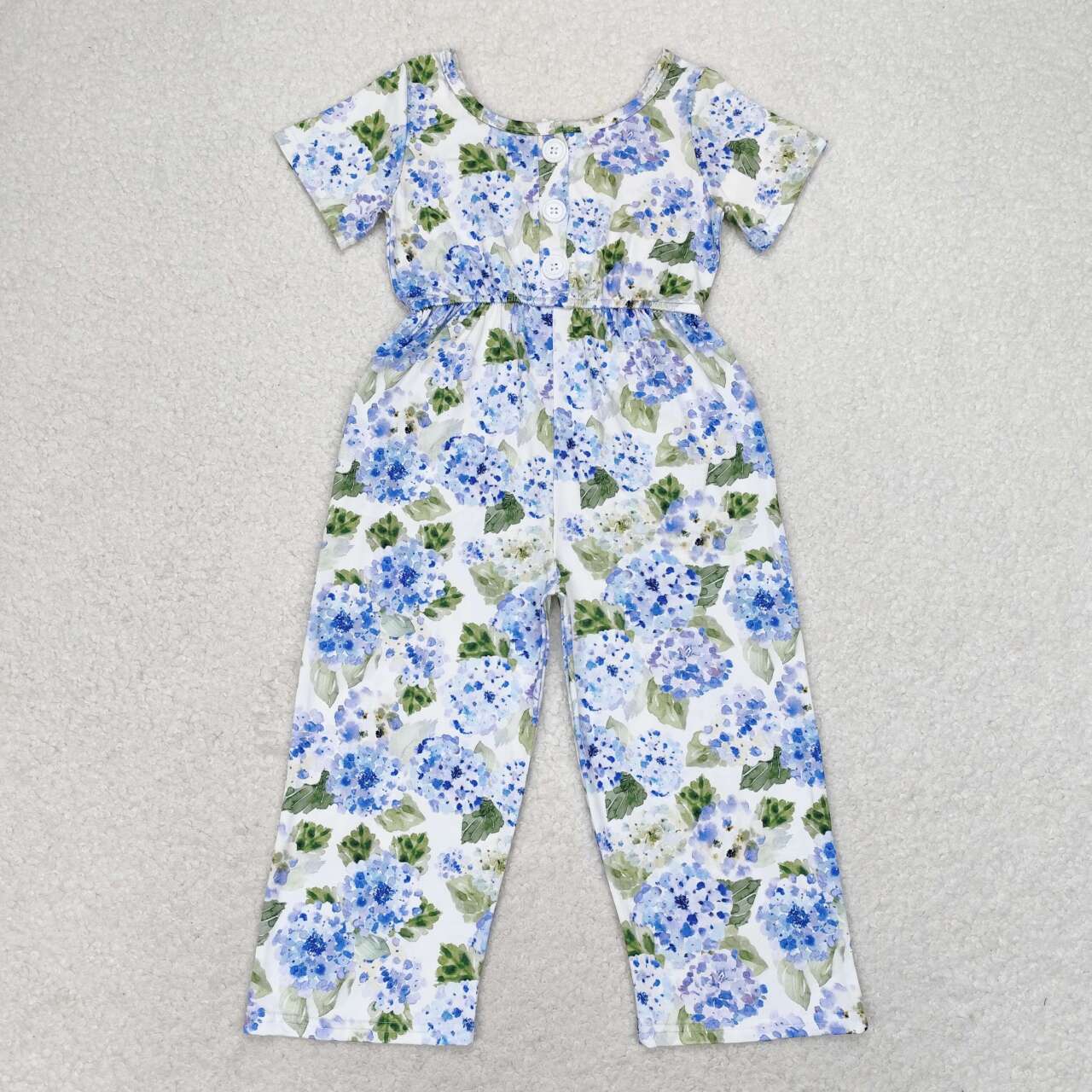 SR1846 blue flower short sleeve girl jumpsuit overall 202406 RTS
