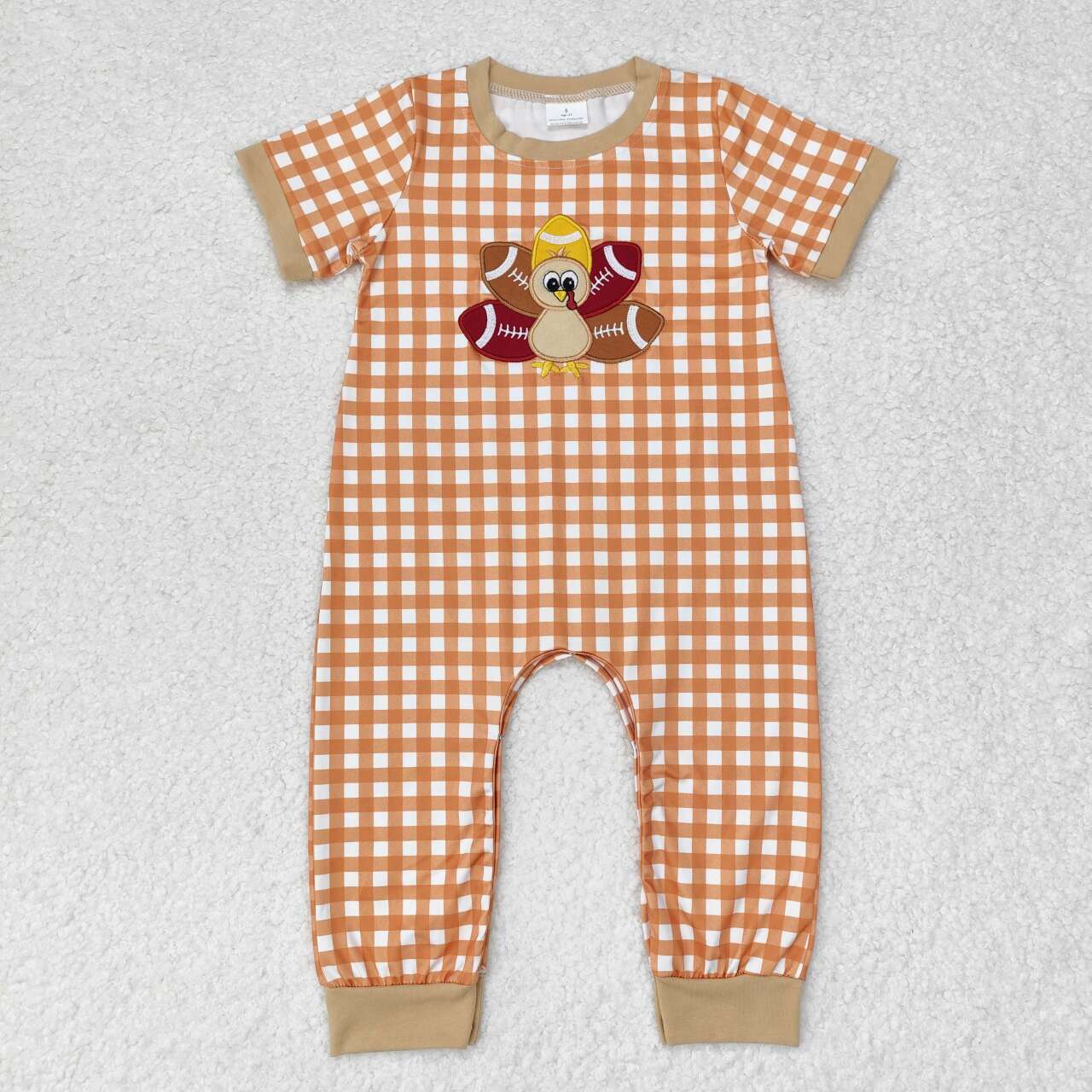 SR1887 thanksgiving turkey embroidery boy romper 202407 RTS