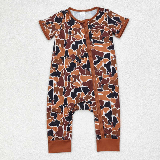 SR1895 bamboo zipper camo girl romper 202407 RTS