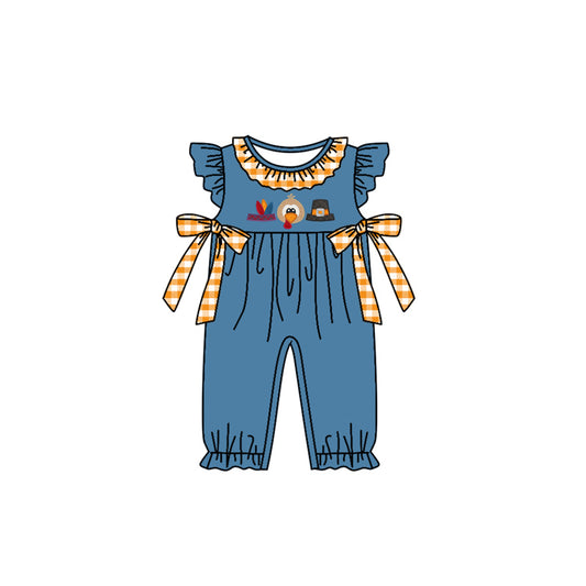 SR1920 turkey thanksgiving girl romper 202406 preorder sibling