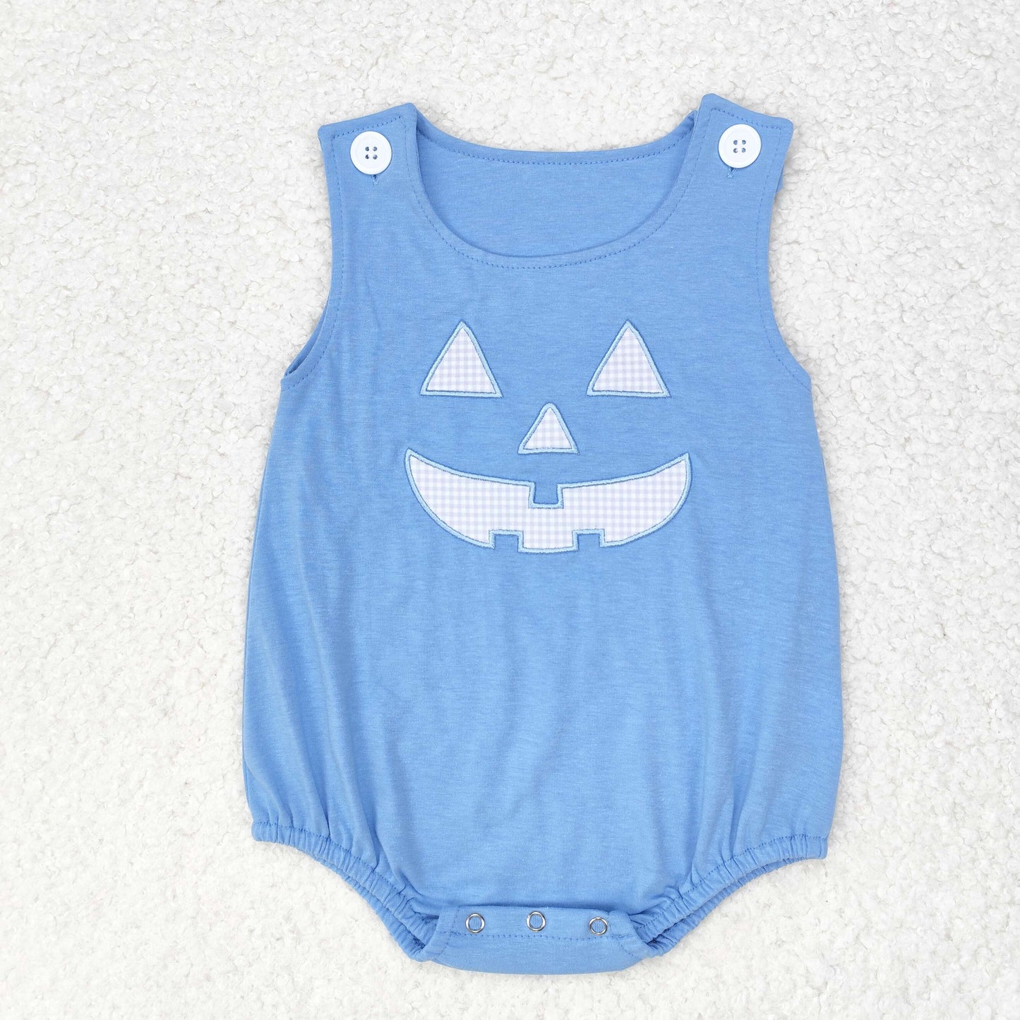 SR1926 embroidery pumpkin smile face Halloween boy romper 202407 RTS sibling