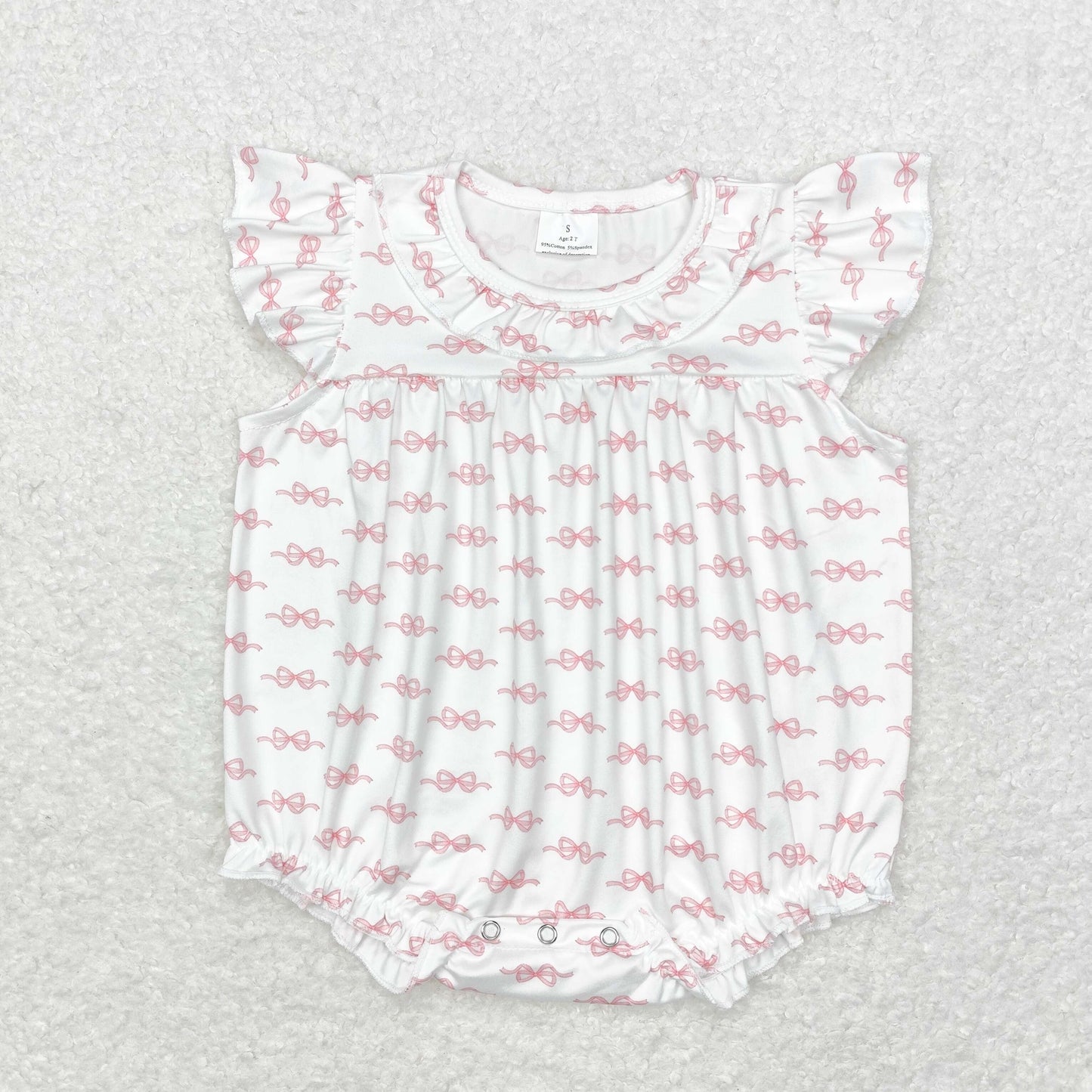 SR1933 sibling bow girl pink romper 202408 RTS