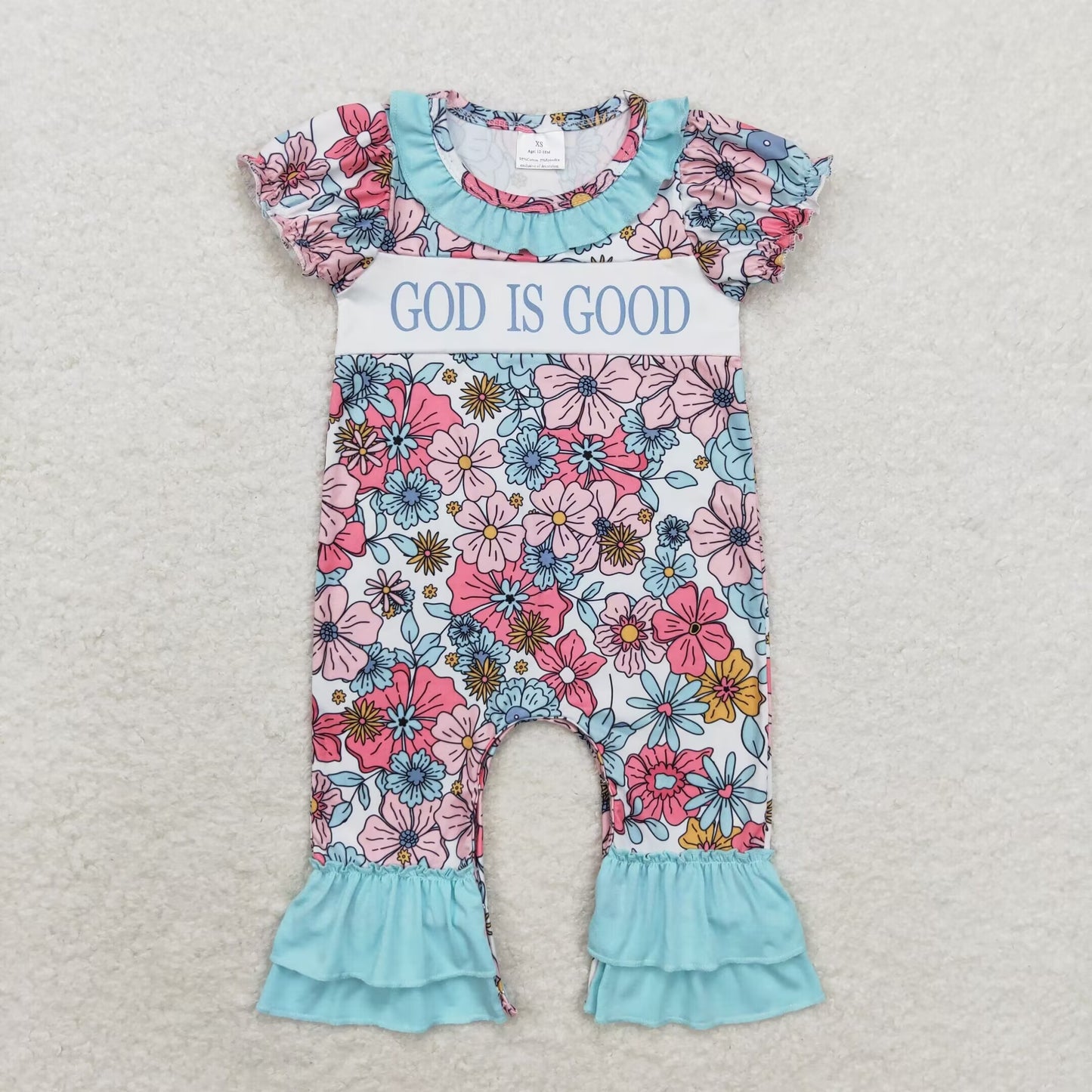 god is good flowers SR1938 girl romper 202408 sibling RTS