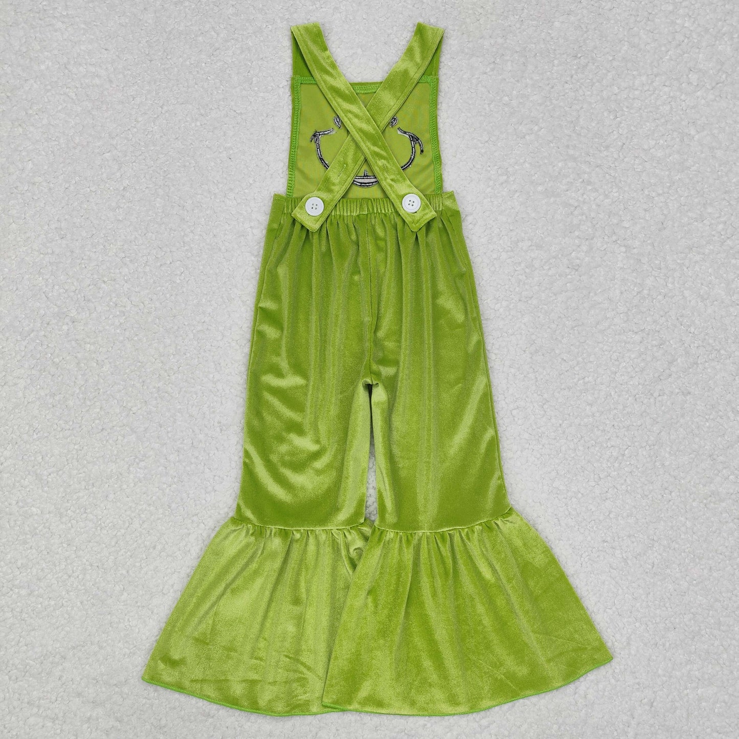 SR2013 embroidery grinch green long sleeve girl jumpsuit overall 202411 RTS