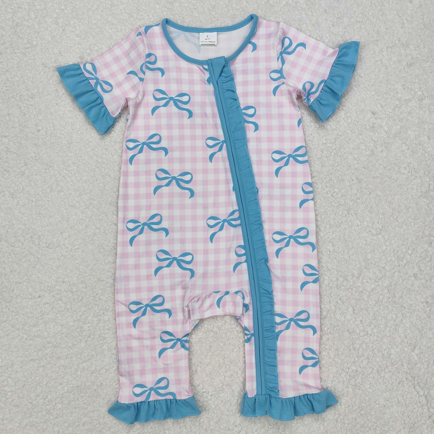 SR2026 western bow girl romper 202412 RTS sibling