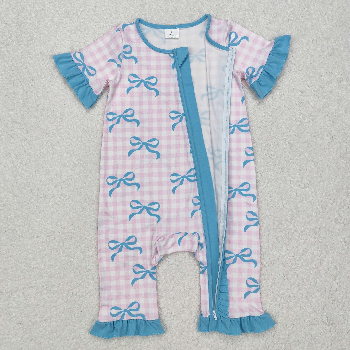 SR2026 western bow girl romper 202412 RTS sibling