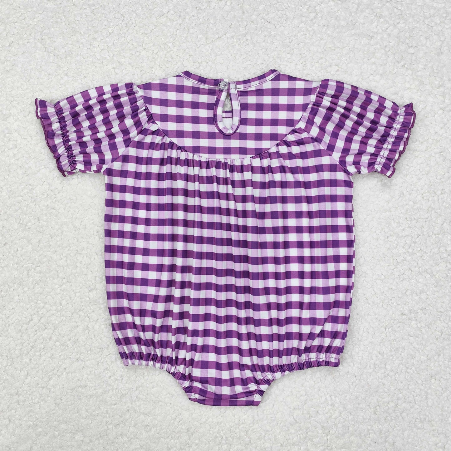 SR2060 smocked  western crocodile cray fish Mardi Gras purple girl romper 202501 sibling
