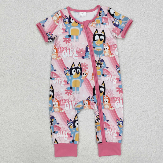 SR2105 daddy's girl bluey dog  western girl romper 202411  sibling RTS