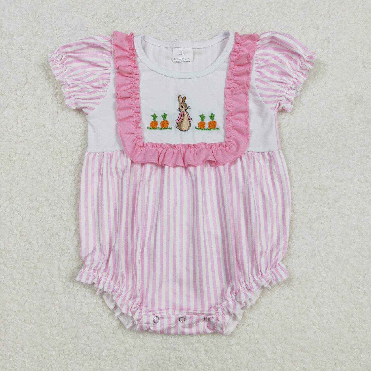SR2144 western Embroidery Easter bunny girl romper 202502 sibling RTS