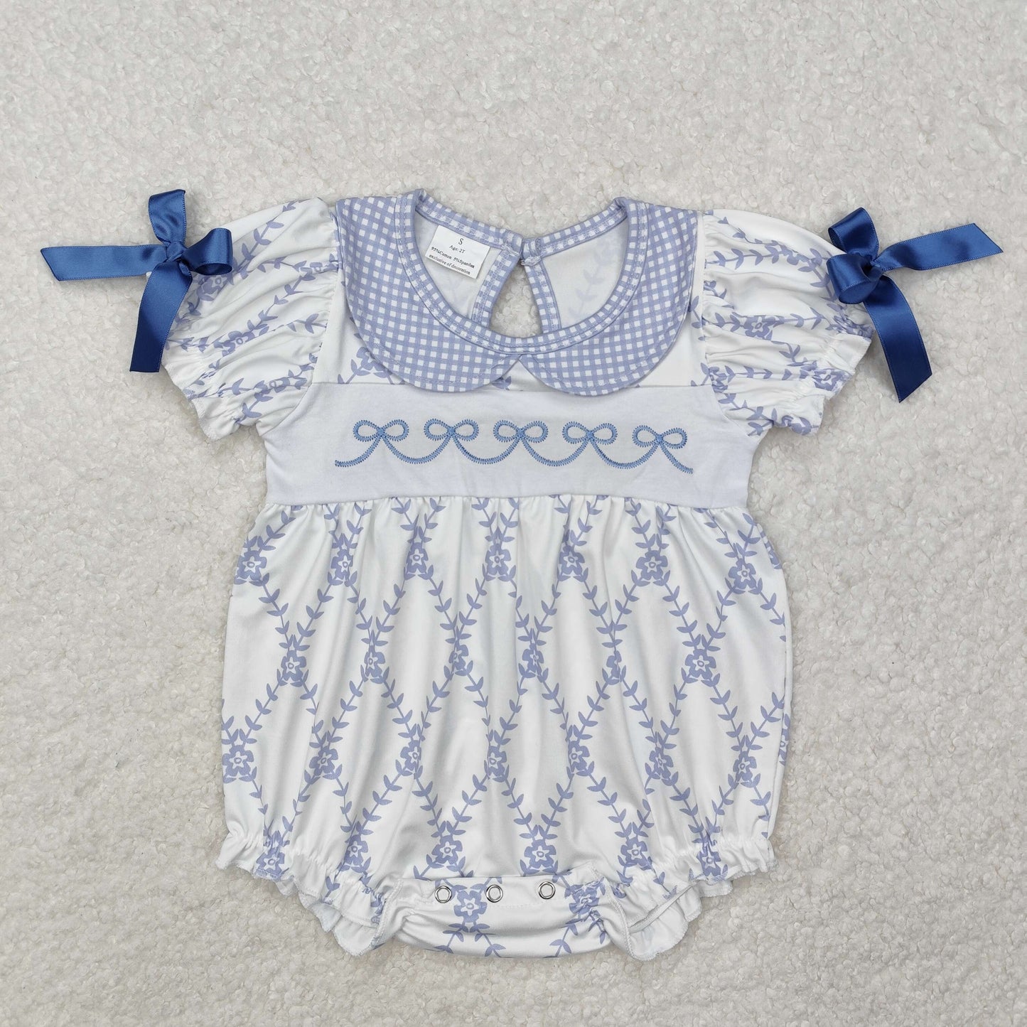SR2147 bow Embroidery western girl romper 202501 sibling rts