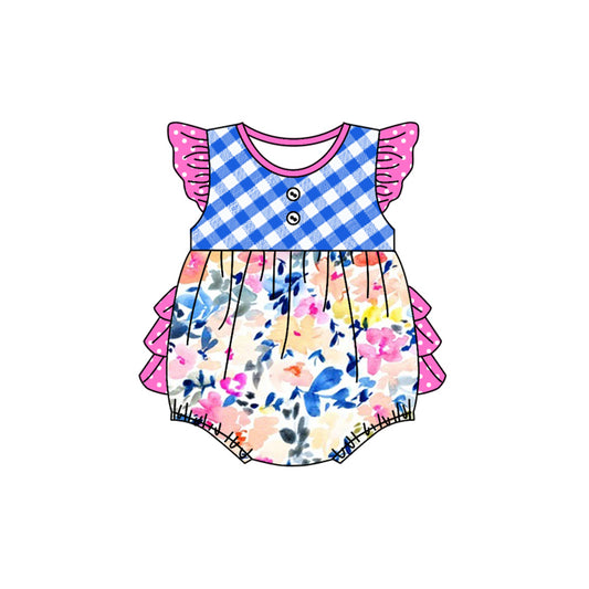 SR2176 ruffle flowers girl romper 202411 preorder sibling