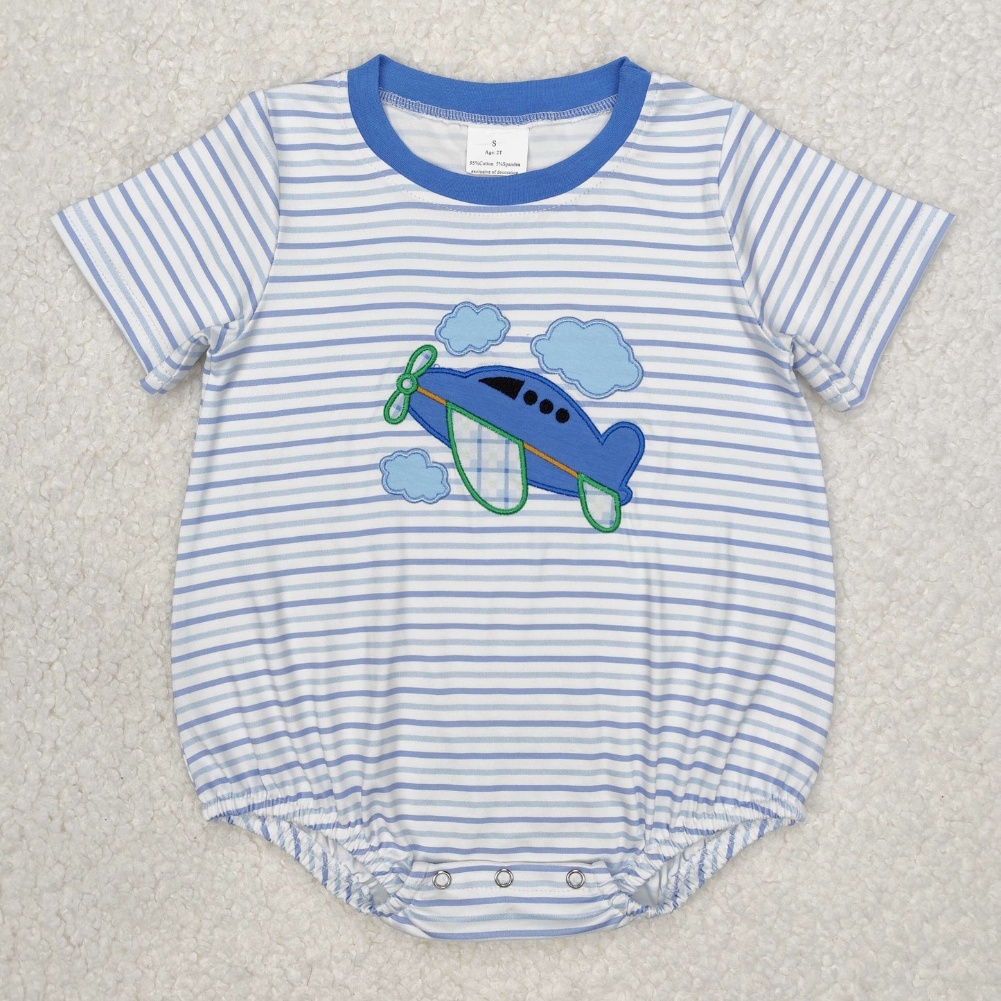 SR2244 embroidery plane boy romper 202501 sibling preorder