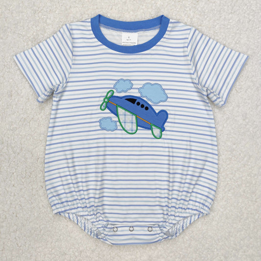 SR2244 embroidery plane boy romper 202501  sibling preorder
