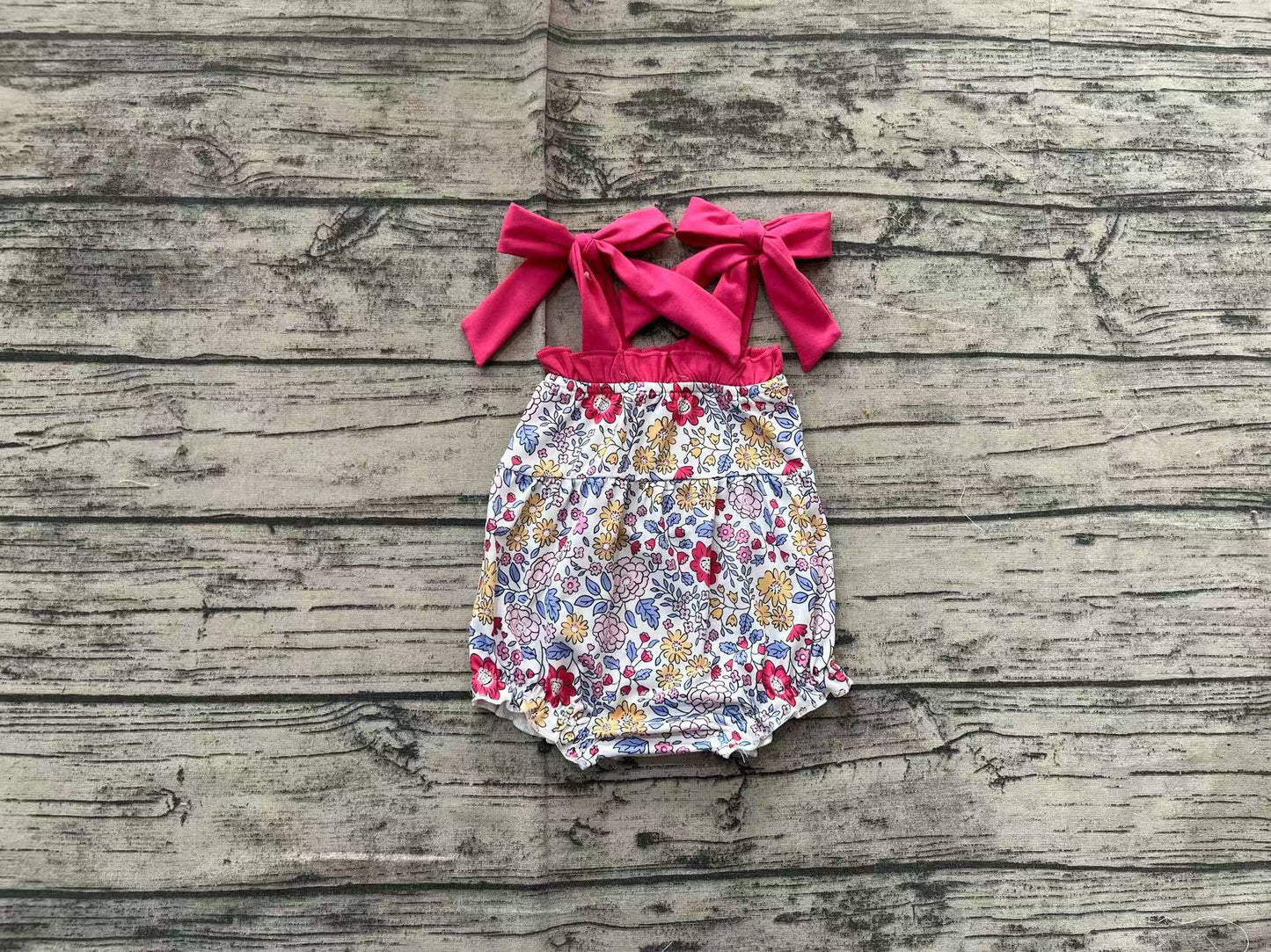 SR2294 bow flowers girl romper 202412 preorder sibling