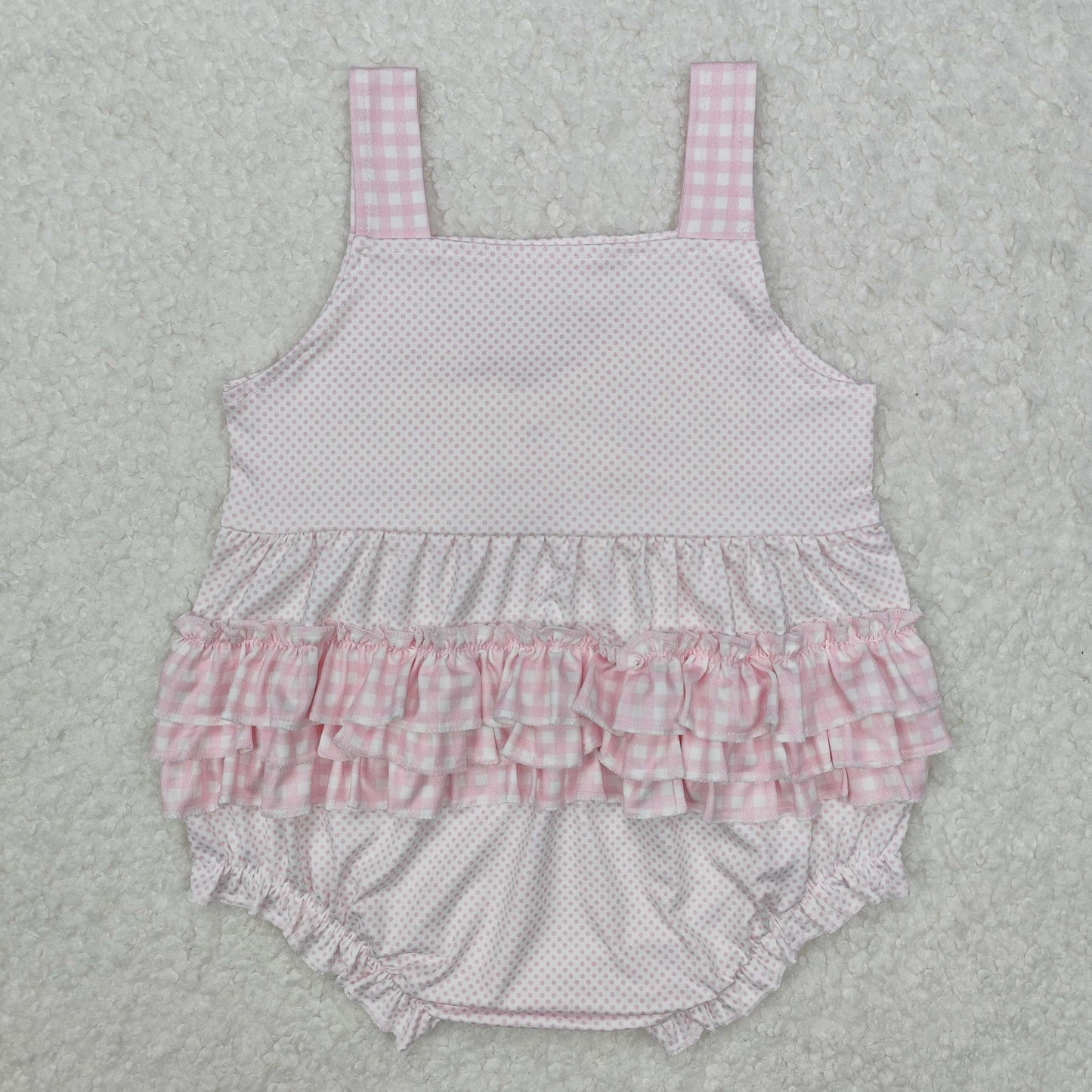 SR2280 bow plaid ruffle western girl romper 202501 RTS sibling