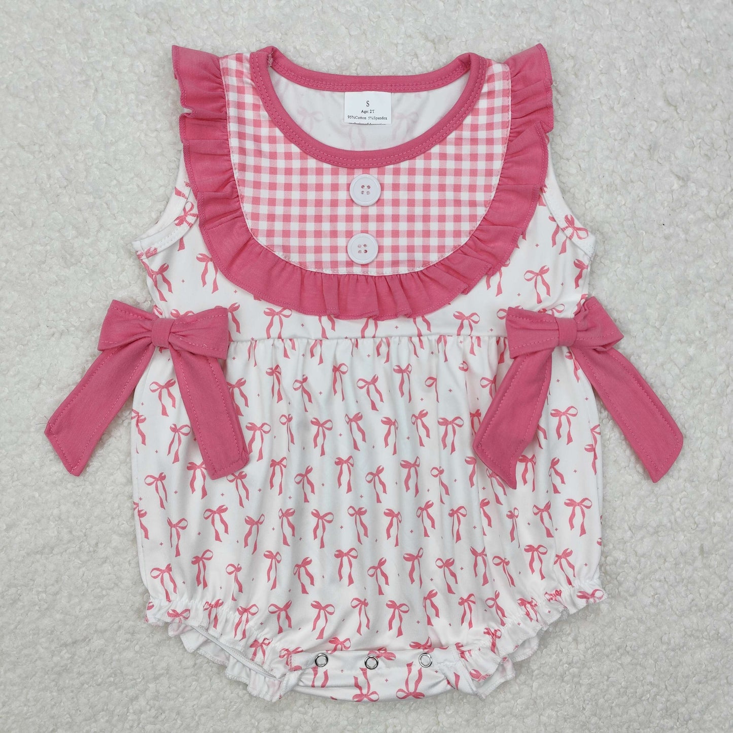 SR2294 Valentines bow girl romper 202501 sibling RTS