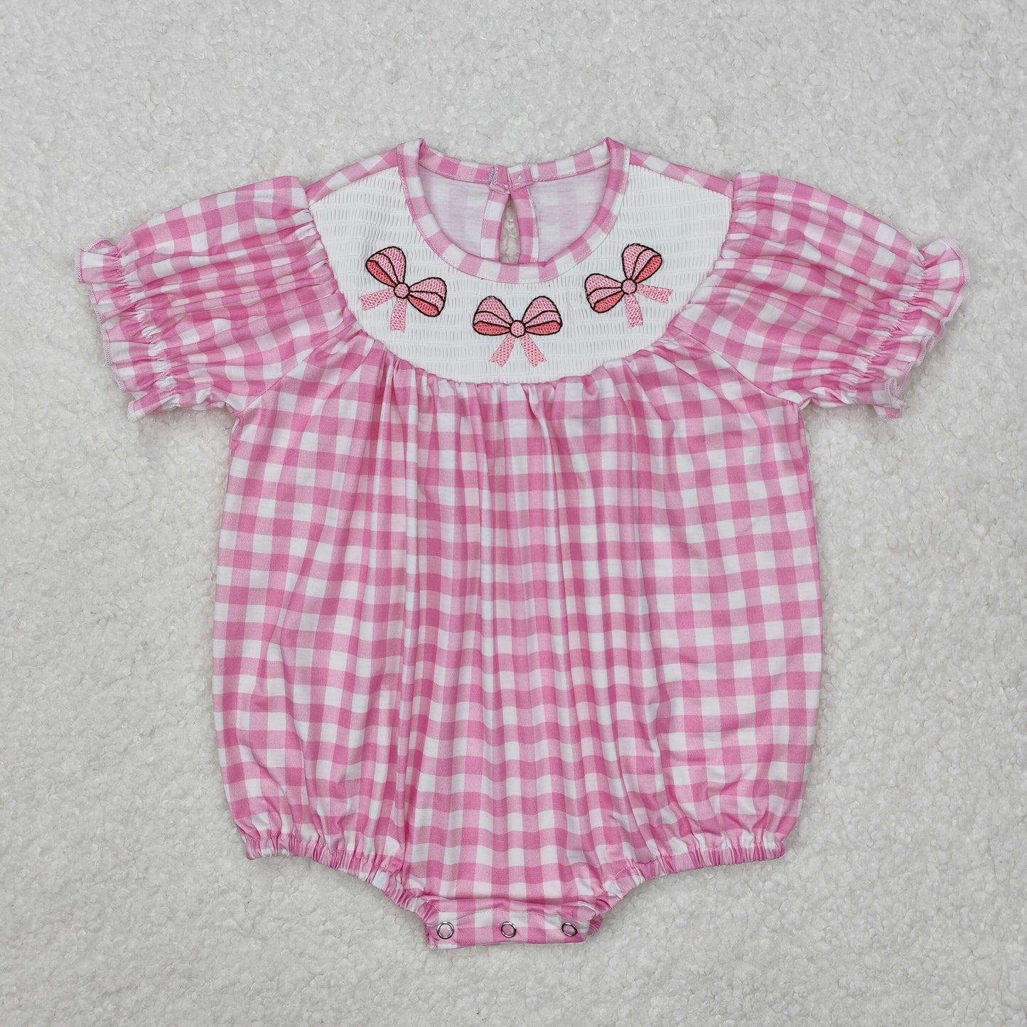 SR2325 smocked bow western girl romper 202501 sibling RTS