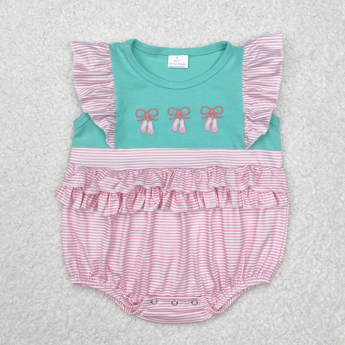 SR2326 Embroidery ruffle dancing shoes western girl romper 202412 sibling RTS