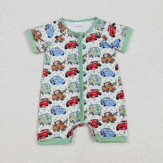 SR2373 western cartoon car boy romper 202502 sibling RTS