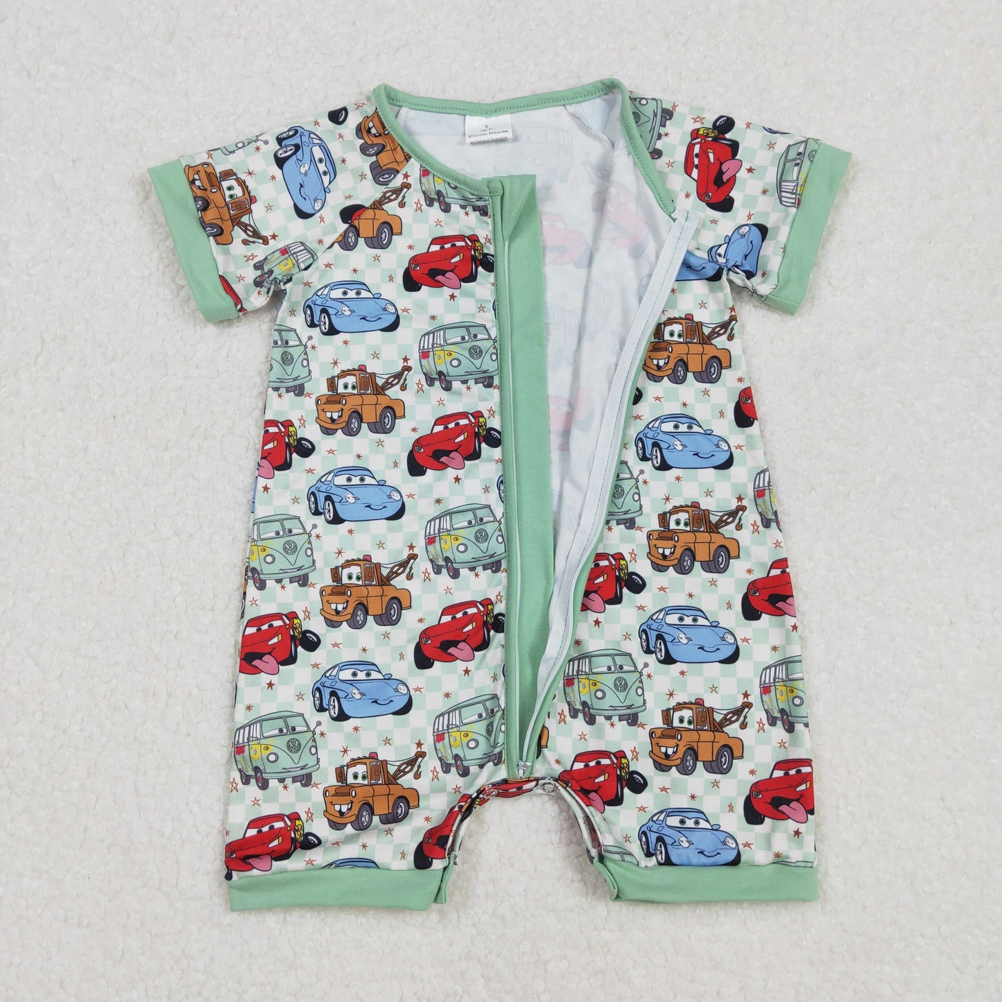 SR2373 western cartoon car boy romper 202502 sibling RTS