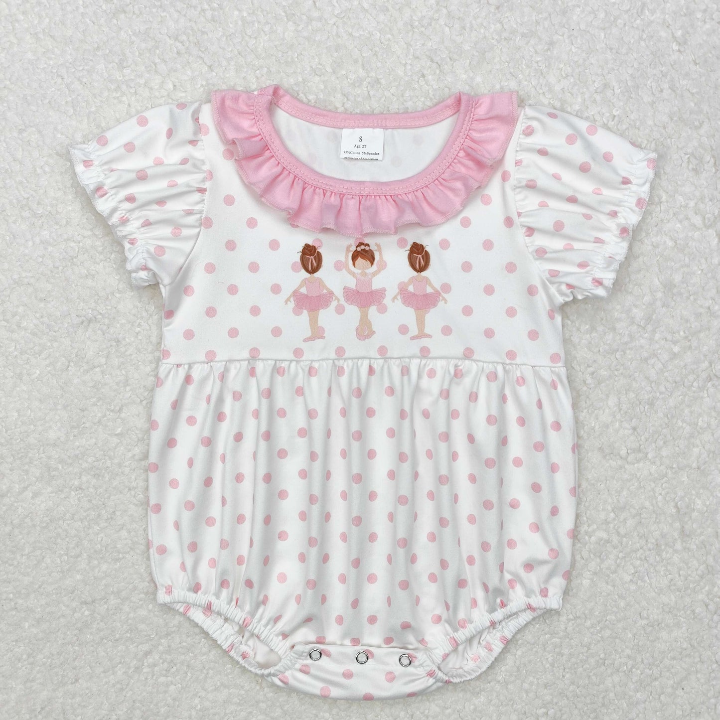 SR2414 bow dancing dots girl romper 202412 sibling RTS