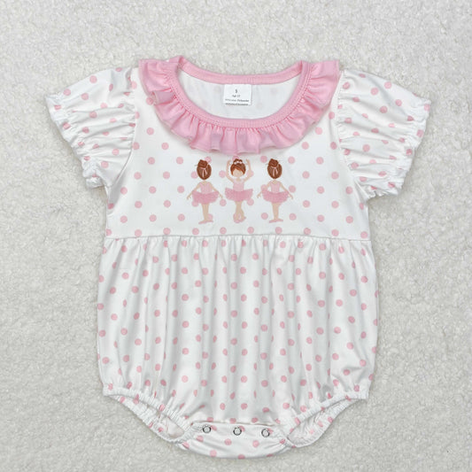 SR2414 bow dancing dots girl romper 202412  sibling RTS