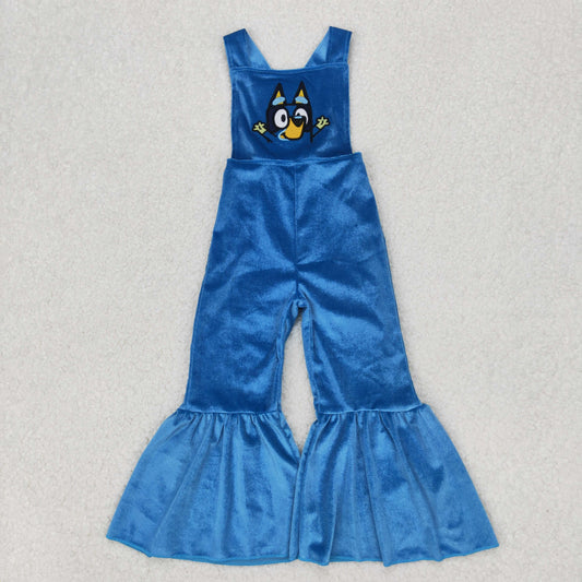 SR2445 velvet embroidery blue cartoon bluey western girl jumpsuit 202503 RTS