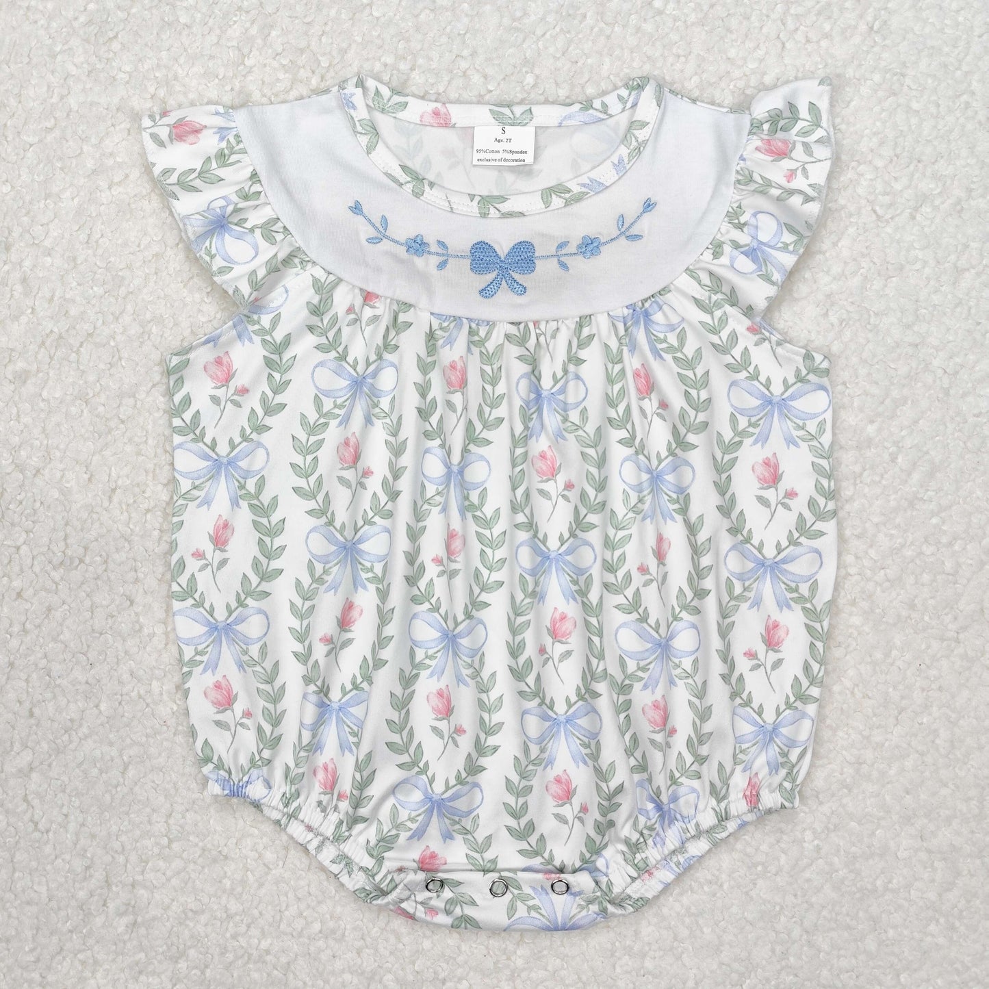 SR2543 embroidery flower girl romper 202502 RTS sibling