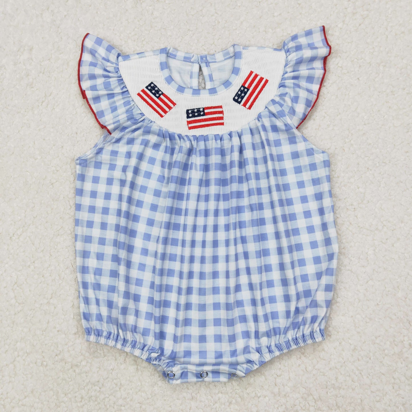 SR2571 smocked western  boat sailing 4th July girl summer romper 202503 RTS