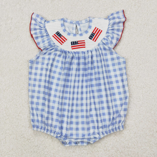SR2571 smocked western  boat sailing 4th July girl summer romper 202503 RTS