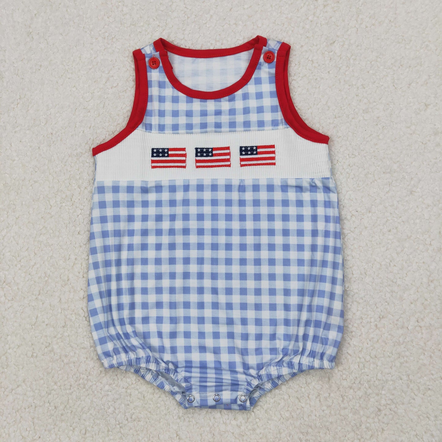 SR2572 smocked western  boat sailing 4th July girl summer romper 202503 RTS