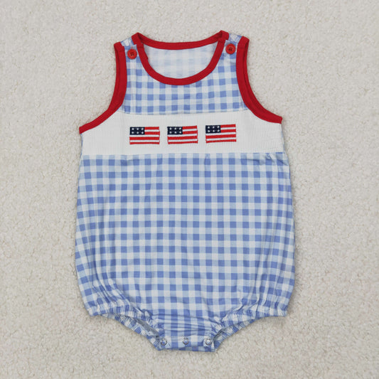 SR2572 smocked western  boat sailing 4th July girl summer romper 202503 RTS