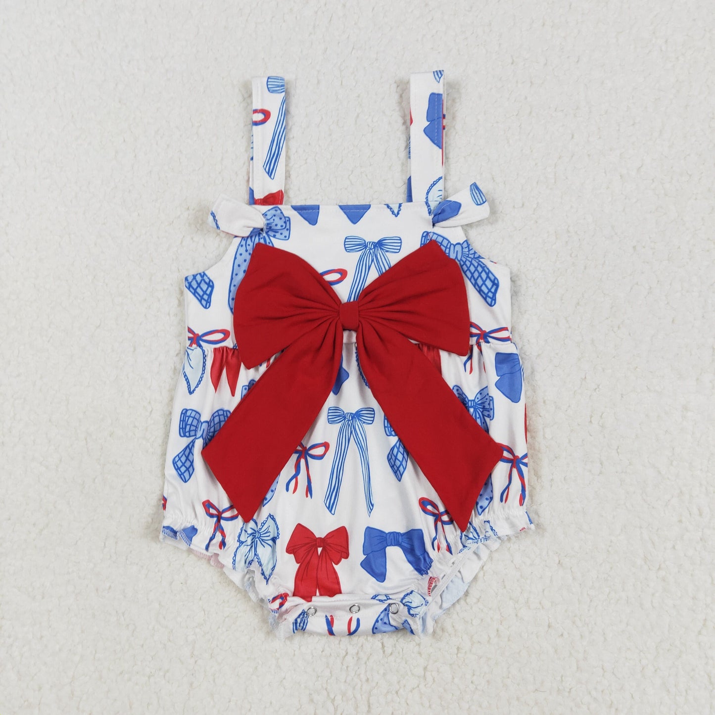 SR2606 bow 4th July American girl romper 202502 RTS sibling