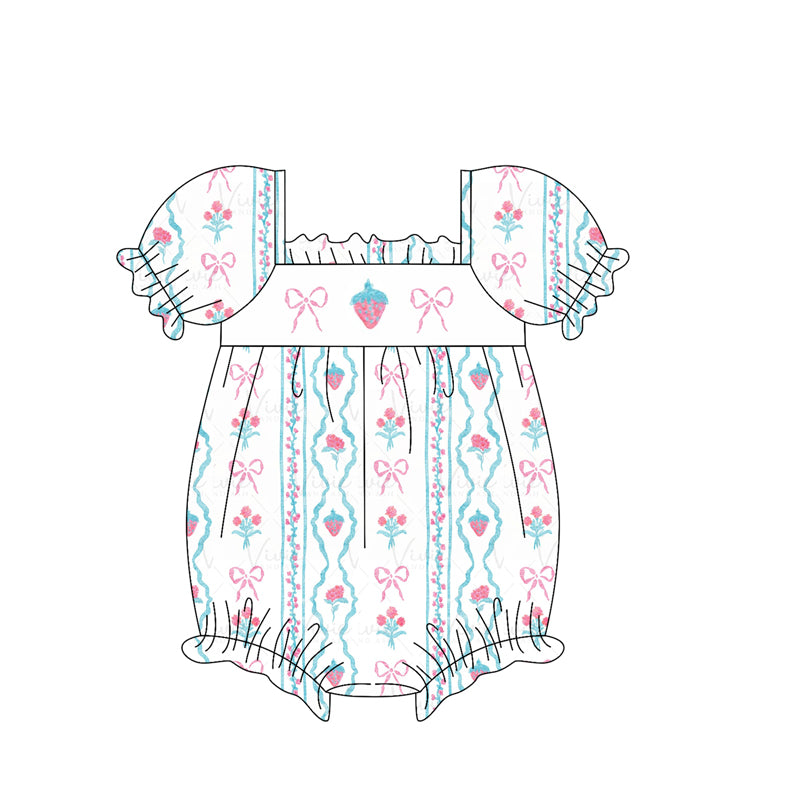 SR2645 strawberry bow western girl romper 202501 preorder sibling