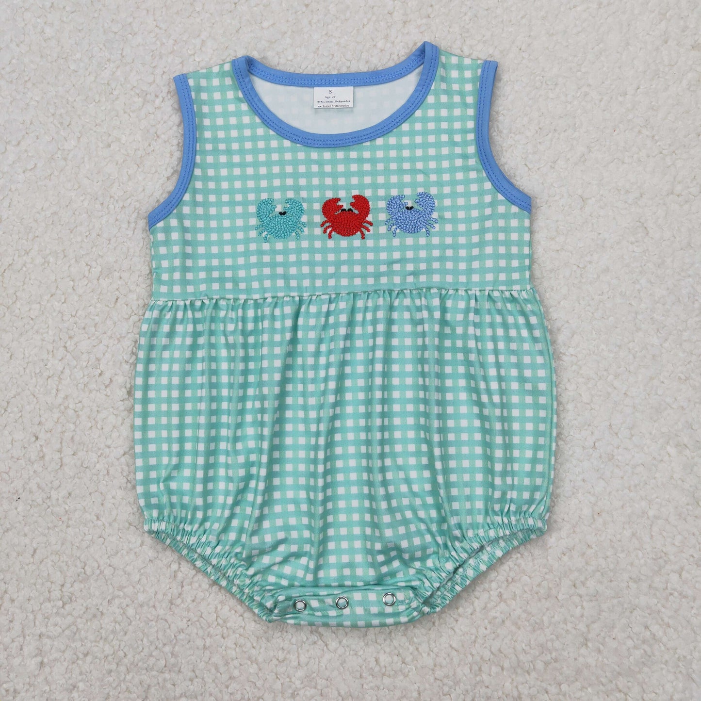 SR2660 embroidery crab boy romper 202503 sibling RTS